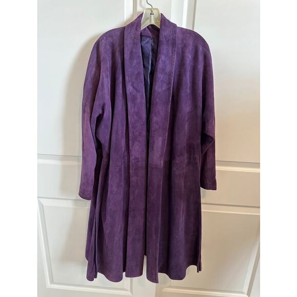 Vintage Purple Suede Full Length Coat Y2K - Picture 1 of 6